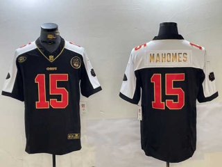 Men's NFL Kansas City Chiefs #15 Patrick Mahomes Black White Limited Stitched Nike Football Jersey