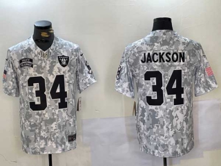 Men's NFL Las Vegas Raiders #34 Bo Jackson Arctic Camo 2024 Salute to Service Stitched Nike Football Jersey