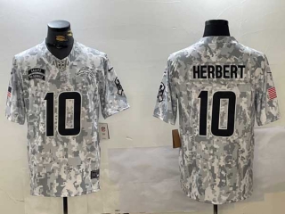 Men's NFL Los Angeles Chargers #10 Justin Herbert Arctic Camo 2024 Salute to Service Stitched Nike Football Jersey