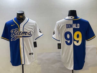 Men's NFL Los Angeles Rams #99 Aaron Donald Royal White Two Tone Cool Base Stitched Nike Baseball Jersey