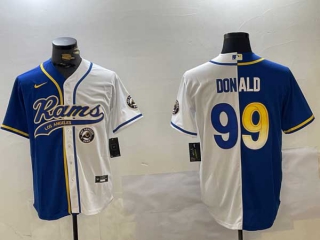 Men's NFL Los Angeles Rams #99 Aaron Donald Royal White Two Tone Logo Cool Base Stitched Nike Baseball Jersey