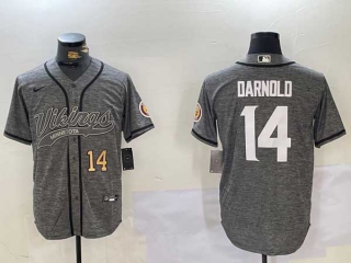 Men's NFL Minnesota Vikings #14 Sam Darnold Gray Cool Base Stitched Nike Baseball Jersey (2)