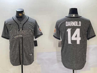 Men's NFL Minnesota Vikings #14 Sam Darnold Gray Cool Base Stitched Nike Baseball Jersey (1)