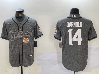 Men's NFL Minnesota Vikings #14 Sam Darnold Gray Cool Base Stitched Nike Baseball Jersey (3)