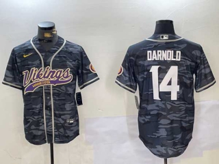 Men's NFL Minnesota Vikings #14 Sam Darnold Navy Camo Cool Base Stitched Nike Baseball Jersey (1)