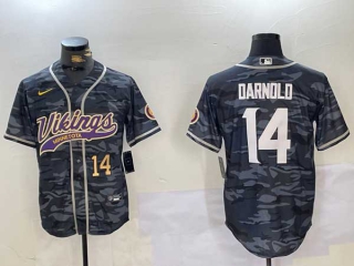 Men's NFL Minnesota Vikings #14 Sam Darnold Navy Camo Cool Base Stitched Nike Baseball Jersey (2)