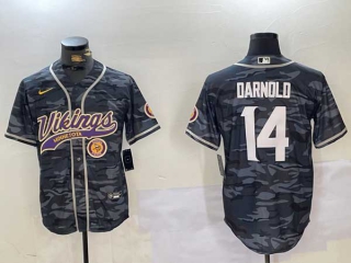 Men's NFL Minnesota Vikings #14 Sam Darnold Navy Camo Cool Base Stitched Nike Baseball Jersey (3)