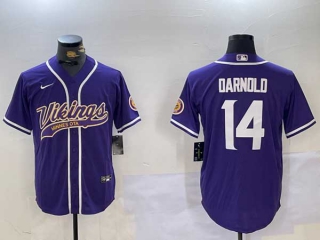 Men's NFL Minnesota Vikings #14 Sam Darnold Purple Cool Base Stitched Nike Baseball Jersey (1)