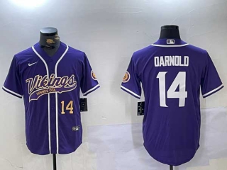 Men's NFL Minnesota Vikings #14 Sam Darnold Purple Cool Base Stitched Nike Baseball Jersey (2)