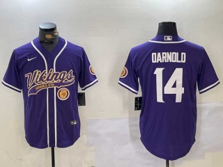 Men's NFL Minnesota Vikings #14 Sam Darnold Purple Cool Base Stitched Nike Baseball Jersey (3)