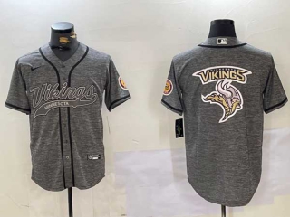 Men's NFL Minnesota Vikings Blank Gray Cool Base Stitched Nike Baseball Jersey (5)