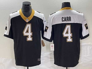 Men's NFL New Orleans Saints #4 Derek Carr Black White F.U.S.E. Vapor Stitched Nike Football Jersey