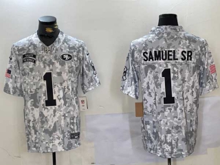 Men's NFL San Francisco 49ers #1 Deebo Samuel Sr Arctic Camo 2024 Salute to Service Stitched Nike Football Jersey