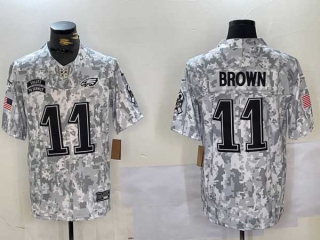 Men's NFL Philadelphia Eagles #11 AJ Brown Arctic Camo 2024 Salute to Service Stitched Nike Football Jersey