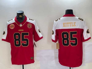 Men's NFL San Francisco 49ers #85 George Kittle Red Gold FUSE Gate Bridge Patch Vapor Limited Stitched Jersey (3)