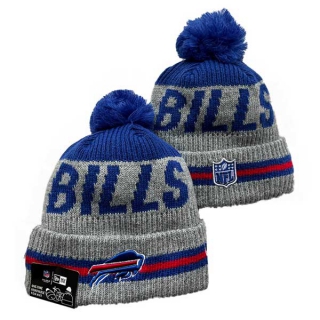 NFL Buffalo Bills New Era Gray Royal Runner Cuff Knit Beanies Hat With Pom 3070