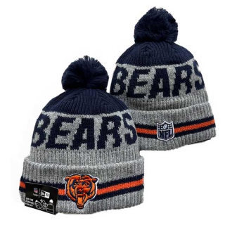 NFL Chicago Bears New Era Gray Navy Runner Cuff Knit Beanies Hat With Pom 3067