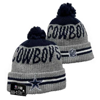 NFL Dallas Cowboys New Era Gray Navy Runner Cuff Knit Beanies Hat With Pom 3079