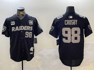 Men's NFL Las Vegas Raiders #98 Maxx Crosby Black Nevada Silver State 65th Anniversary Patch Vapor Stitched Nike Baseball Jersey (1)