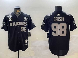 Men's NFL Las Vegas Raiders #98 Maxx Crosby Black Nevada Silver State 65th Anniversary Patch Vapor Stitched Nike Baseball Jersey (2)