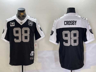 Men's NFL Las Vegas Raiders #98 Maxx Crosby Black Thanksgiving 2024 FUSE Vapor 65th Anniversary Patch Stitched Nike Football Jersey