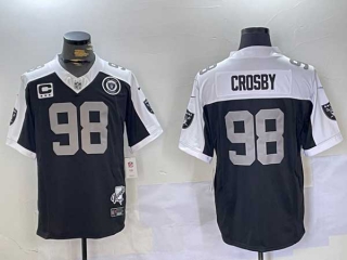 Men's NFL Las Vegas Raiders #98 Maxx Crosby Black Thanksgiving 2024 FUSE Vapor Logo Patch Stitched Nike Football Jersey