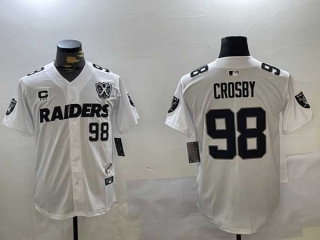 Men's NFL Las Vegas Raiders #98 Maxx Crosby White Nevada Silver State 65th Anniversary Patch Vapor Stitched Nike Baseball Jersey (1)