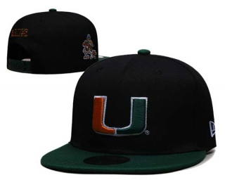 NCAA Miami Hurricanes New Era Black DarkGreen Side Patch 9FIFTY Snapback Hat 6004