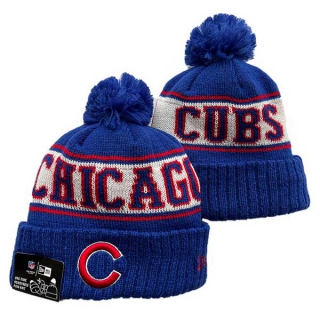 MLB Chicago Cubs New Era Royal Sport Cuffed Beanies Knit Hat with Pom 3011