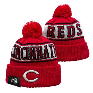 MLB Cincinnati Reds New Era Red Sport Cuffed Beanies Knit Hat with Pom 3006