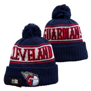 MLB Cleveland Guardians New Era Navy Sport Cuffed Beanies Knit Hat with Pom 3007