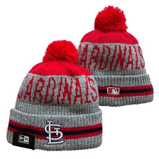 MLB St. Louis Cardinals New Era Gray Red Sport Night Runner Cuffed Beanies Knit Hat with Pom 3006