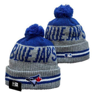 MLB Toronto Blue Jays New Era Gray Royal Sport Night Runner Cuffed Beanies Knit Hat with Pom 3011