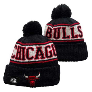 NBA Chicago Bulls New Era Black Sport Cuffed Beanies Knit Hat with Pom 3039