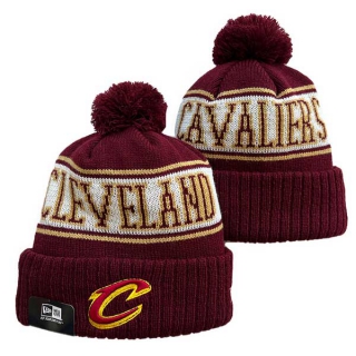 NBA Cleveland Cavaliers New Era Wine Sport Cuffed Beanies Knit Hat with Pom 3004