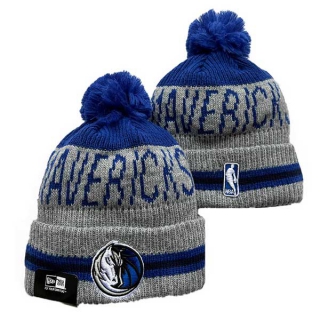 NBA Dallas Mavericks New Era Gray Royal Sport Night Runner Cuffed Beanies Knit Hat with Pom 3002