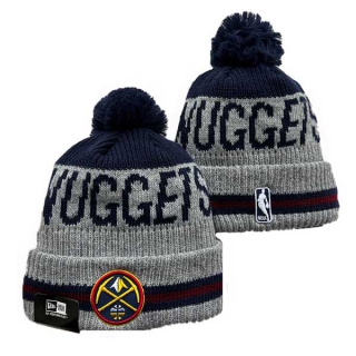 NBA Denver Nuggets New Era Gray Navy Sport Night Runner Cuffed Beanies Knit Hat with Pom 3006