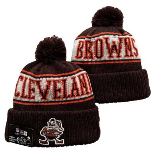 NFL Cleveland Browns New Era Brown Sideline Cuffed Beanies Knit Hat with Pom 3051