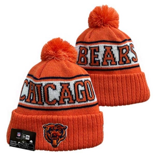 NFL Chicago Bears New Era Orange Sideline Cuffed Beanies Knit Hat with Pom 3069