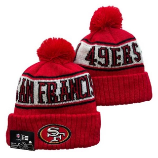 NFL San Francisco 49ers New Era Red Sideline Cuffed Beanies Knit Hat with Pom 3063