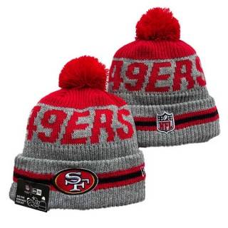 NFL San Francisco 49ers New Era Gray Sport Night Runner Cuffed Beanies Knit Hat with Pom 3062