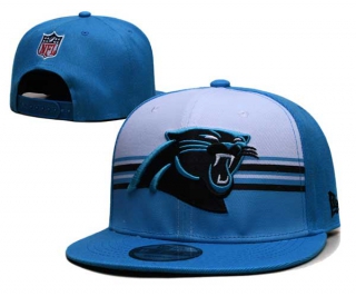 NFL Carolina Panthers New Era White Blue Striped A-Frame Back Patch 9FIFTY Snapback Hat 6027