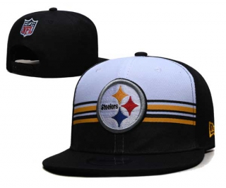 NFL Pittsburgh Steelers New Era White Black Striped A-Frame Back Patch 9FIFTY Snapback Hat 6054