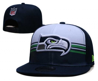 NFL Seattle Seahawks New Era White Navy Striped A-Frame Back Patch 9FIFTY Snapback Hat 6025