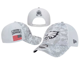 NFL Philadelphia Eagles New Era White Digital Camo 2024 Salute to Service Curved Brim Side Patch 9FORTY Snapback Adjustable Hat 8006