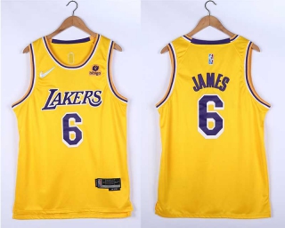 Men's NBA Los Angeles Lakers LeBron James #6 75th Anniversary Nike Jersey (43)