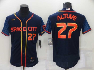 Men's MLB Houston Astros Jose Altuve #27 Nike Navy 2022 City Connect Flex Base Jerseys (2)