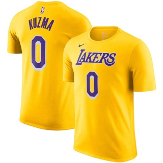 Men's NBA Los Angeles Lakers Kyle Kuzma 2022 Yellow T-Shirts (1)