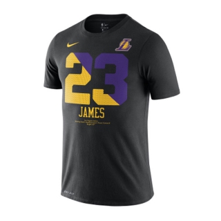 Men's NBA Los Angeles Lakers LeBron James 2022 Black T-Shirts (2)