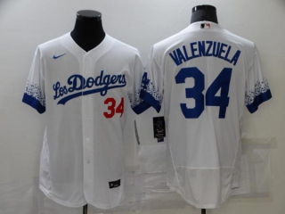 Men's MLB Los Angeles Dodgers Fernando Valenzuela #34 Flex Base Jersey (6)